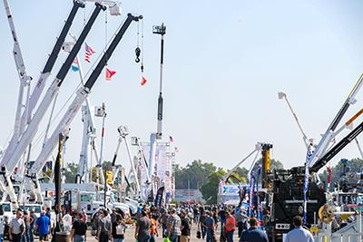 The Utility Expo Picture of outdoor lot with Aerial Cranes
